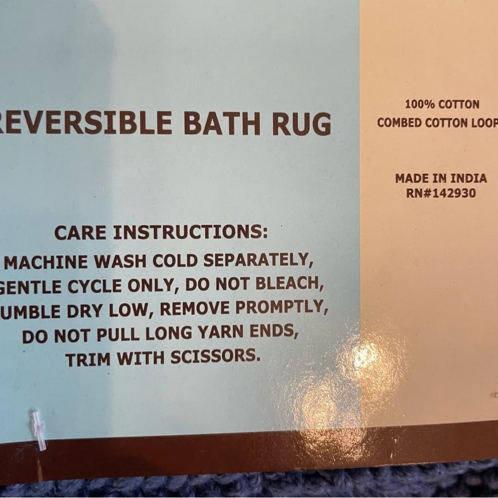 Navy Blue Bath Mat Runner 20” x 60” New reversible machine washable